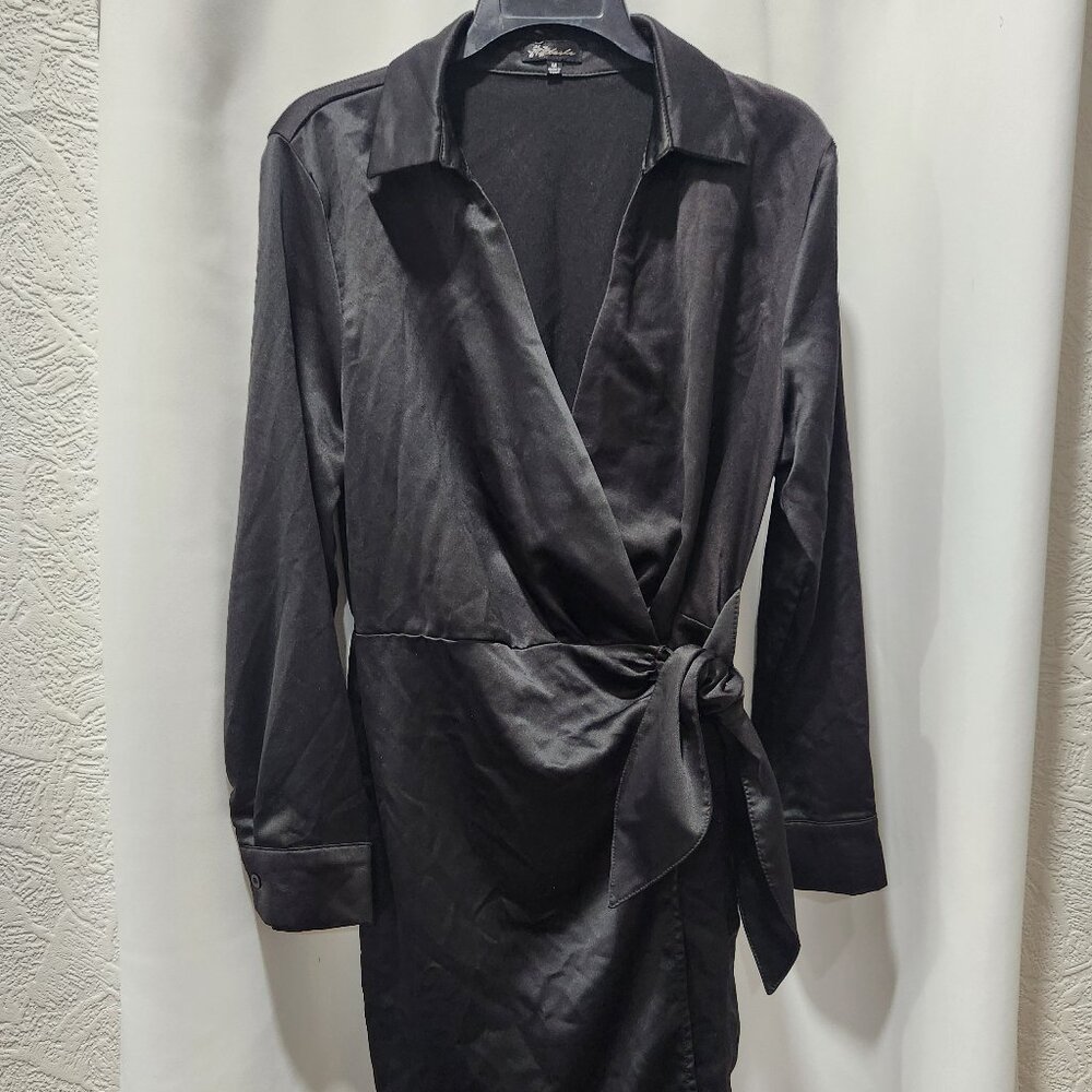 Knee length black shirt wrap dress size M